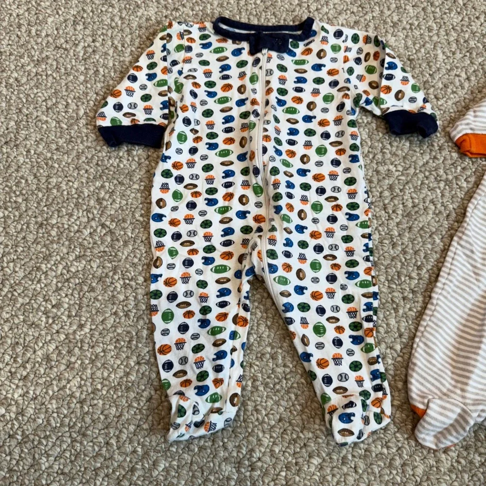 Baby Boys 3 Pack Carter's Gerber Duck Duck Goose Footed Sleepers Size 0-3 Months